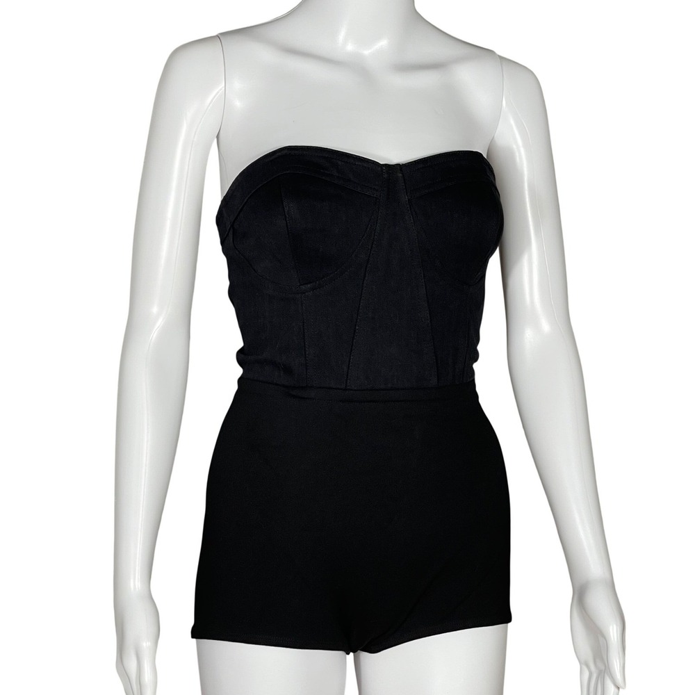 Pilcro Strapless Corset Bodysuit Black Sexy Witch Whimsigoth Coquette NWT Size M